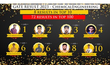 8 Students from Eii secured Under AIR-10 in GATE 2023 Chemical Engineering